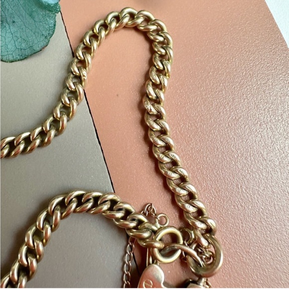 Antique 1907 - 9ct Rosy Yellow Gold 7.5 inches 4.4mm 12.8 grams Curb Bracelet - Picture 4 of 5